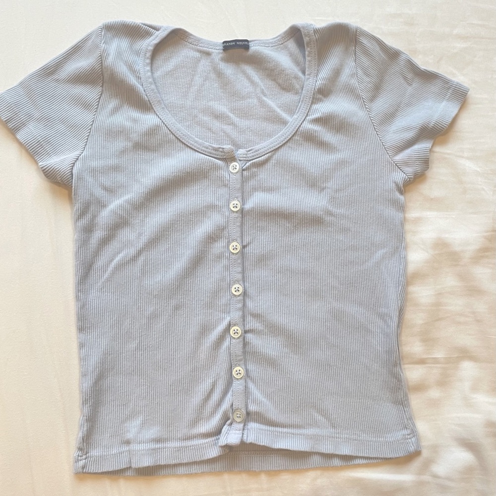 light blue brandy melville button up top